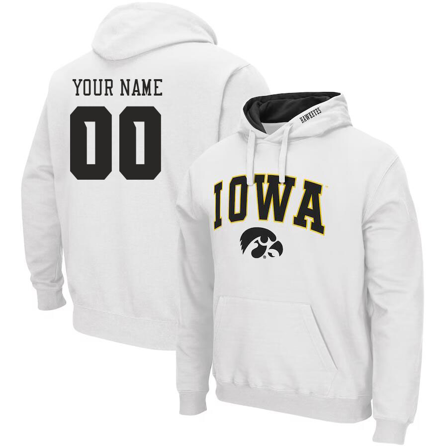 Custom Iowa Hawkeyes Name And Number College Hoodie-White - Click Image to Close
